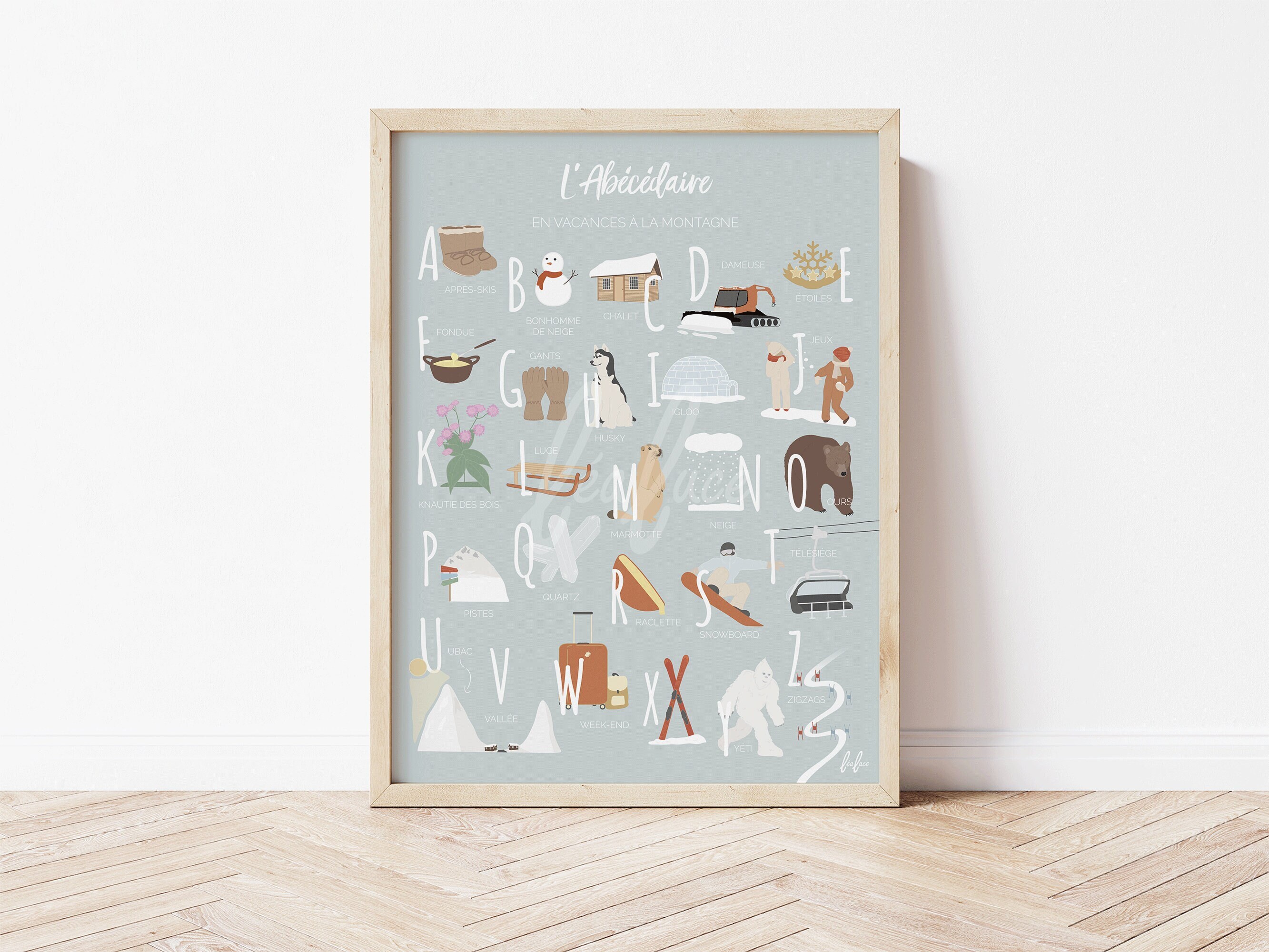 Affiche Éducative - L'abécédaire en Vacances à La Montagne