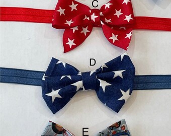 Red, White, and Blue Bow Cochlear Implant Headband