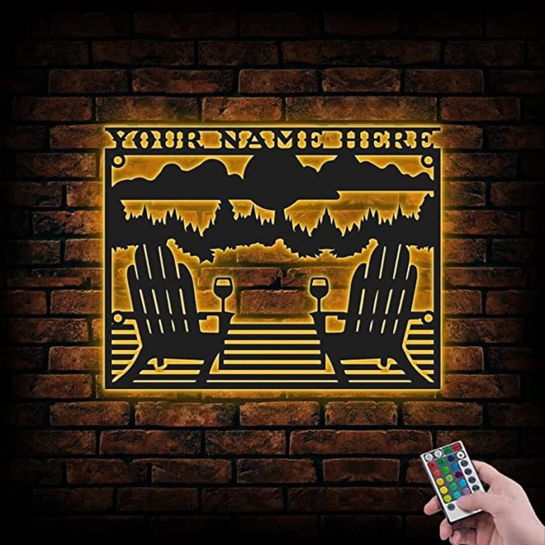 Custom Lake House Metal Wall Art Led Light Personalized Lake Etsy