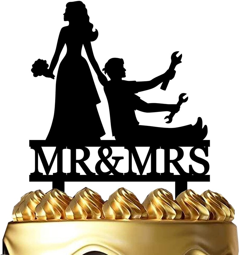 Funny Wedding Cake Topper Bride Dragging Groom Who is Etsy