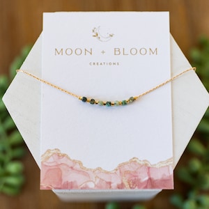 Dainty Turquoise Gemstone and Hill Tribe Gold Beaded Necklace