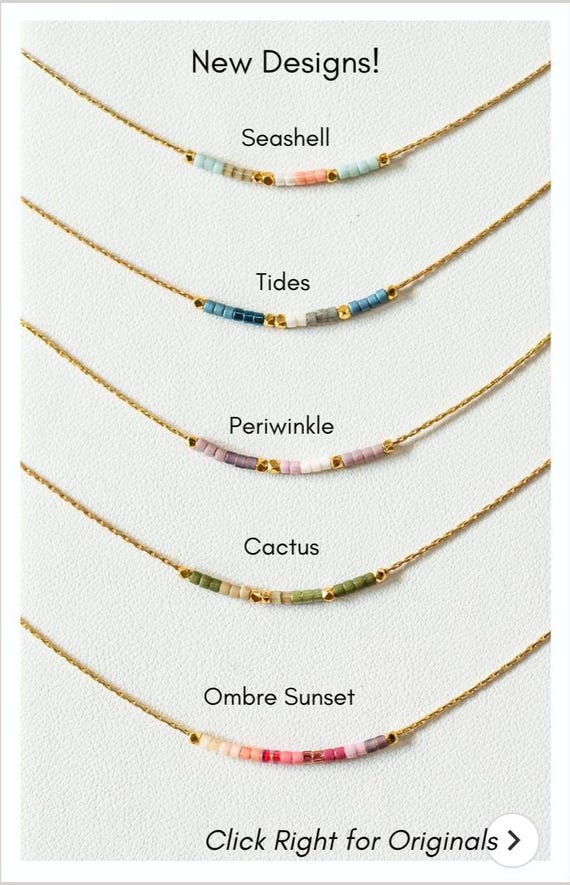 Minimalist Tiny Layering Seed Bead Necklace with 14K Gold Filled Chain | Choose A Design!