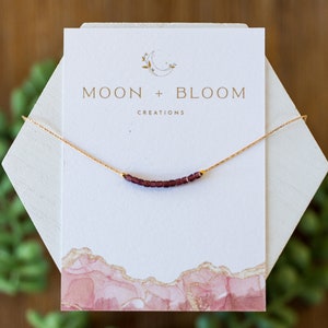 Dainty Red Garnet Gemstone Beaded Gold Necklace