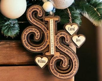 Custom Sister Christmas Ornament-Wooden Layered Gift for Sister