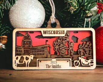 Personalized Wisconsin Ornament - State License Plate Christmas Ornament
