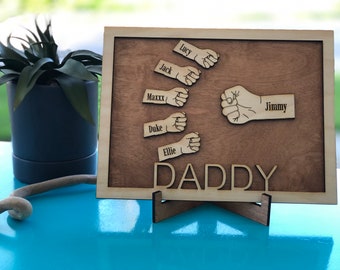 Personalized Dad Sign, Father’s Day gift, Fist Bump Sign, Dad Sign with Kids names, Dad Frame, Dad Sign, Grandpa sign