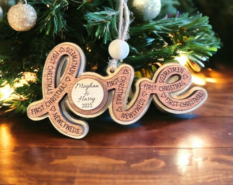 Personalized Wooden First Christmas Together Newlywed Ornament