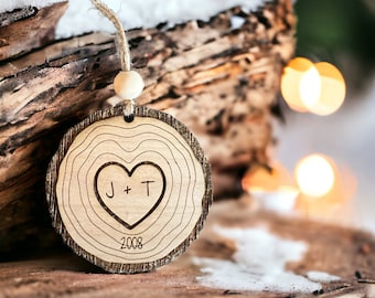 Personalized Wood Slice Couple Christmas Ornament