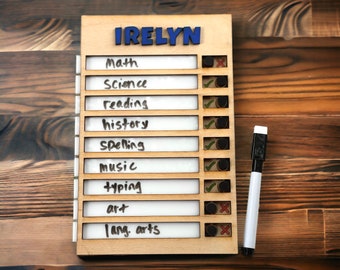 Personalized Wooden Chore Chart - Dry Erase Responsibility Sign - For Kids, Toddlers