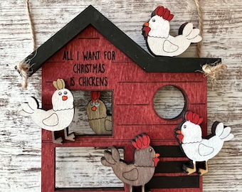 Chicken Coop Christmas Ornament - Farmhouse Chicken Ornament