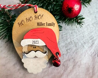 Personalized Family Santa Ornament with Jingle Bell