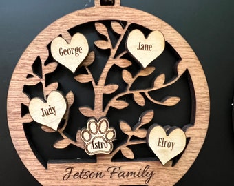 Personalized Family Tree Ornament - Custom Grandkids Ornament
