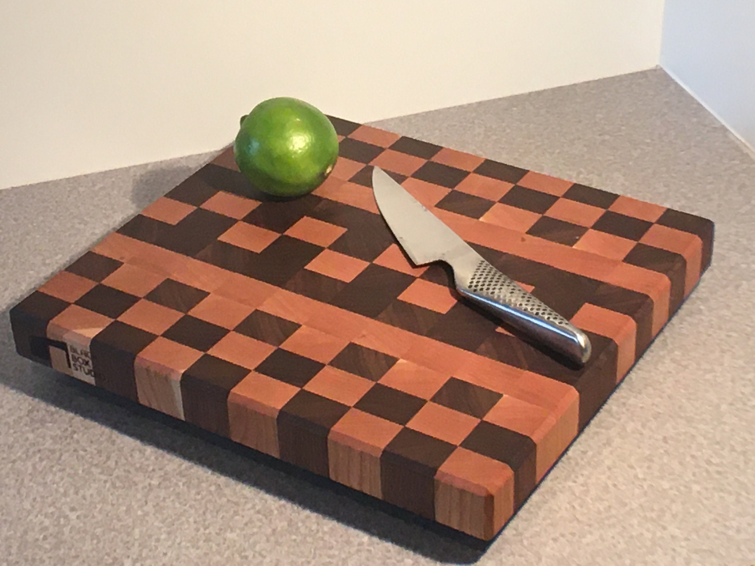 End grain cutting board walnut and Cherry wood. Hand made. Etsy
