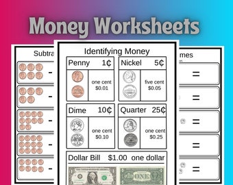 Money Worksheet Bundle: Counting Coins, Kindergarten - 2nd Grade (PDF)