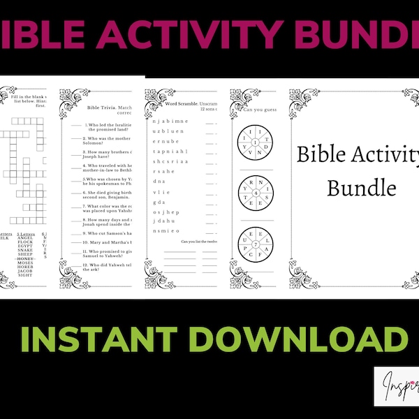 Bible Activity, Bible Puzzles for Women, Bible Word Search Puzzle, Zig Zag Puzzles, Bible Crosswords, Bible Trivia,