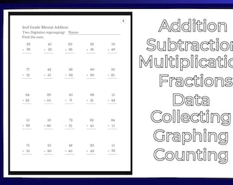 Printable 2nd Grade Math Worksheets, Homeschool Addition, Subtraction (PDF)