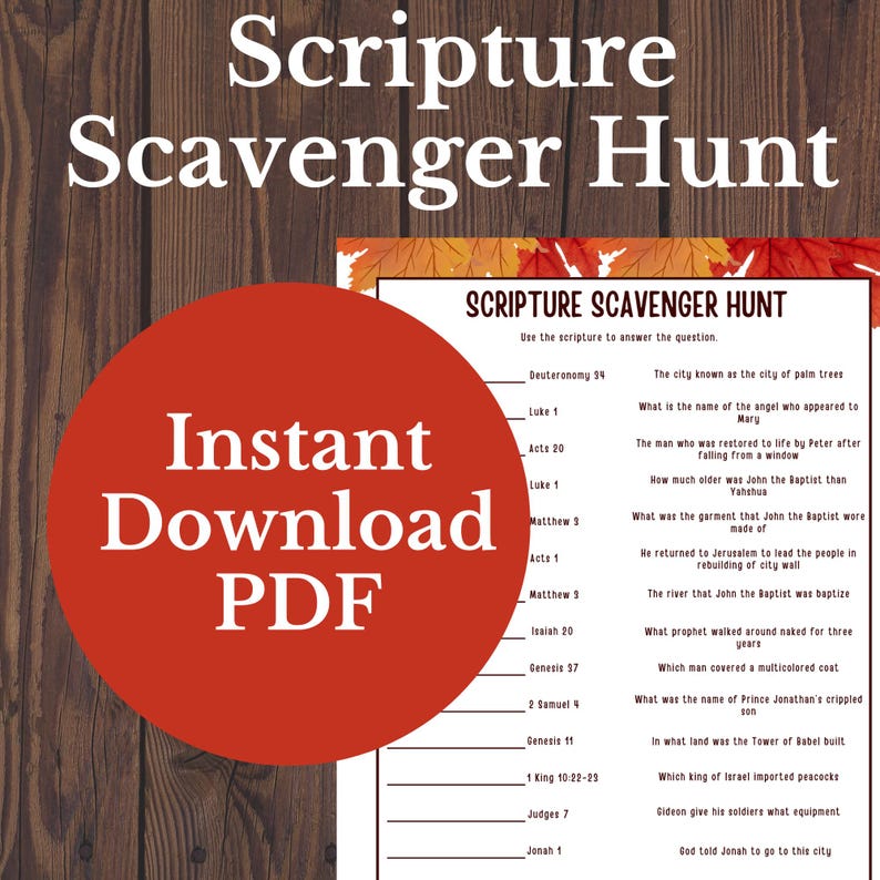 Scripture Finding Game Scripture Scavenger Hunt Game, Printable Bible Trivia (digital Download ...