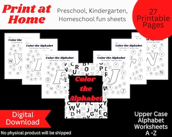 Alphabet Coloring Pages, 26 Printable Worksheets (PDF Pattern)