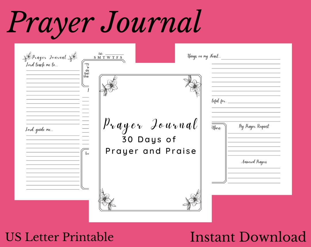 30 Day Prayer Journal Printable, Faith Based Reflection Notes (PDF) - Etsy