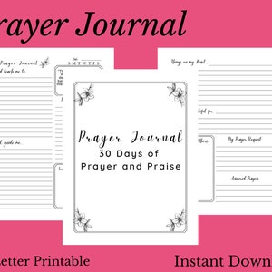 30 Day Prayer Journal, Faith Based Journaling, Prayer Journal Printable, Bible Christian Prayer Journal, Reflection Notes, Journaling