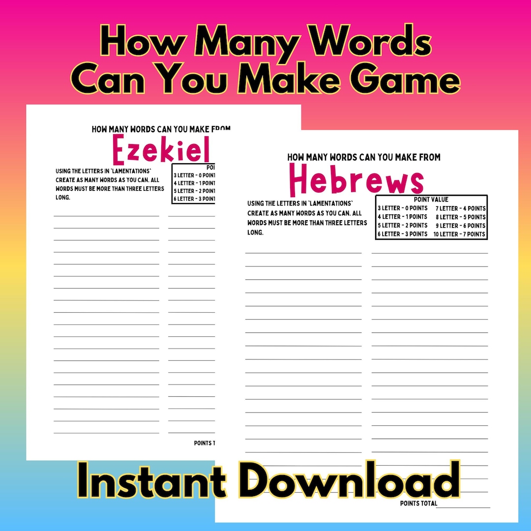 How Many Word Can You Make Game, Word Building Worksheets, Printable ...