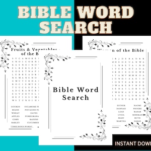 Bible Word Search, Bible Printables, Bible Activity Pages, Bible Puzzles for Adults, Word Search Book, Printable Bible Word Searches