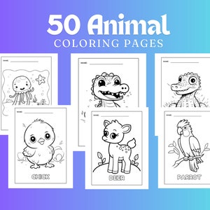 50 Animal Coloring Pages: Simple Designs for Toddlers (PDF)