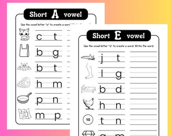 CVC Words Phonics Worksheet: Missing Vowel Activity (PDF Printable)