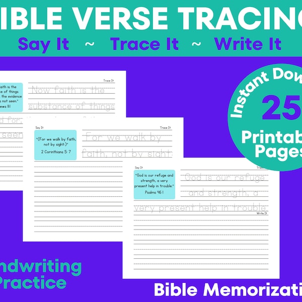 Bible Verse Tracing, Kids Bible Study, Say It Trace It Write It Printable, Handwriting Practice Sheet, Trace Worksheet, Scripture Tracing