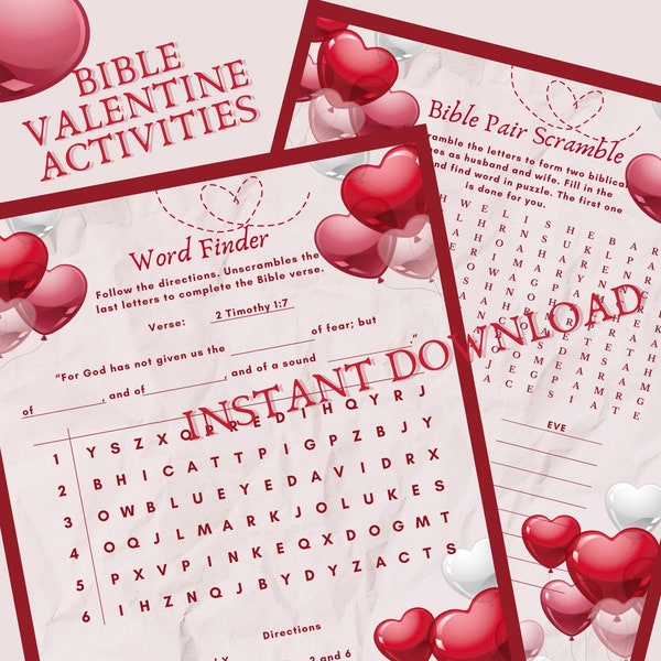 Bible Valentine Games, Bible Verses about Love, Christian Valentine's Day, Valentine's Bible Game Bundle, Church Valentine Games