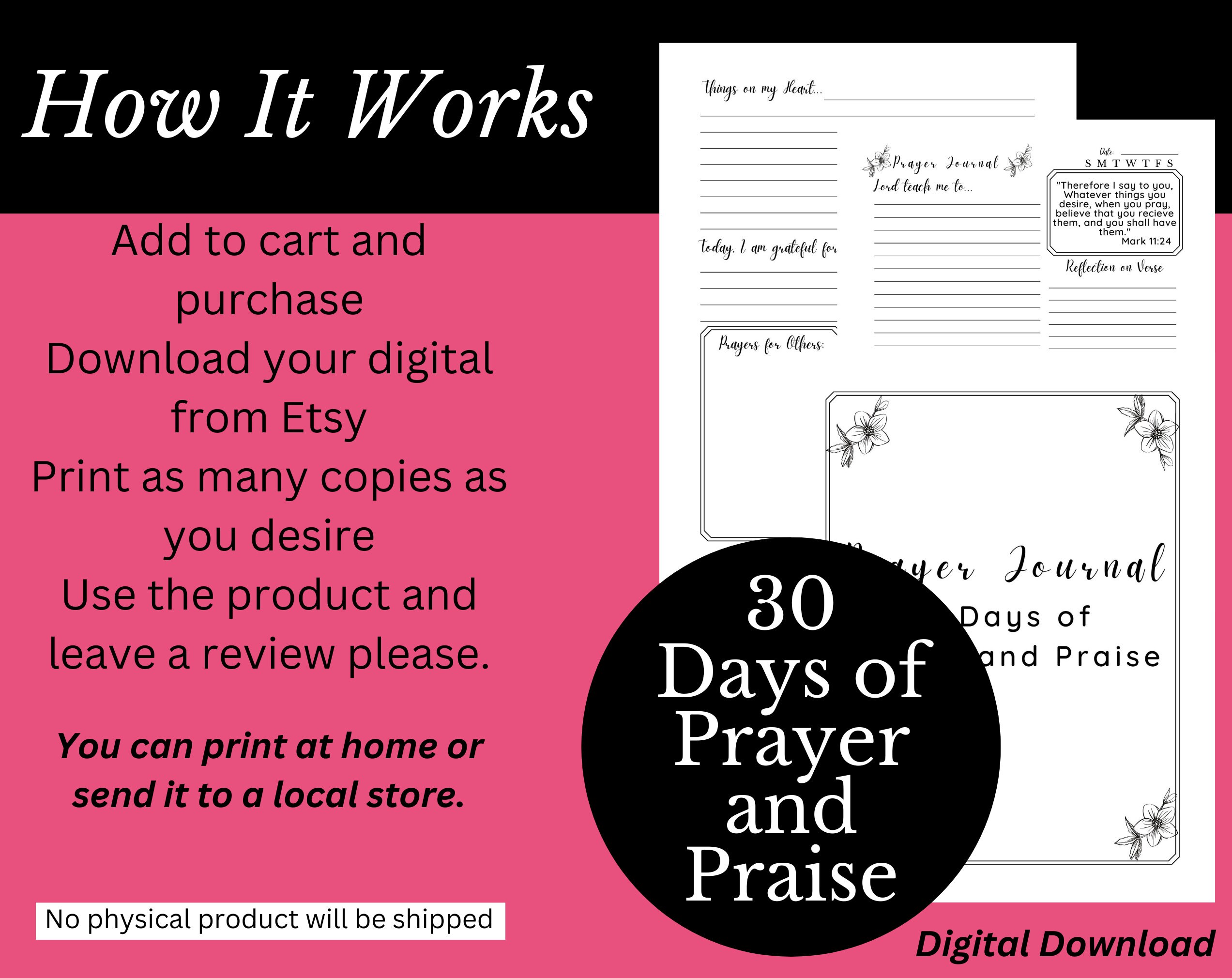 30 Day Prayer Journal Printable, Faith Based Reflection Notes (PDF) - Etsy