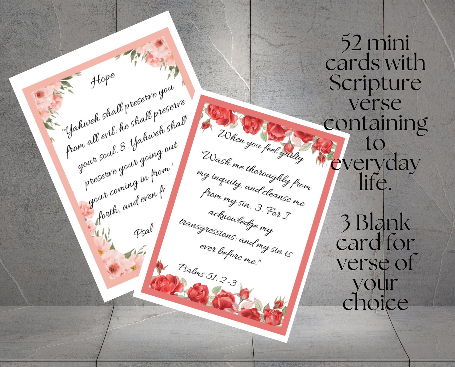 55 Printable Scripture Cards, Mini Scripture Cards, Printable Prayer ...
