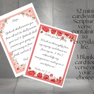 55 Printable Scripture Cards, Mini Scripture Cards, Printable Prayer Cards, Bible Verse Cards, Bible Study Printable, Bible Memory Verse