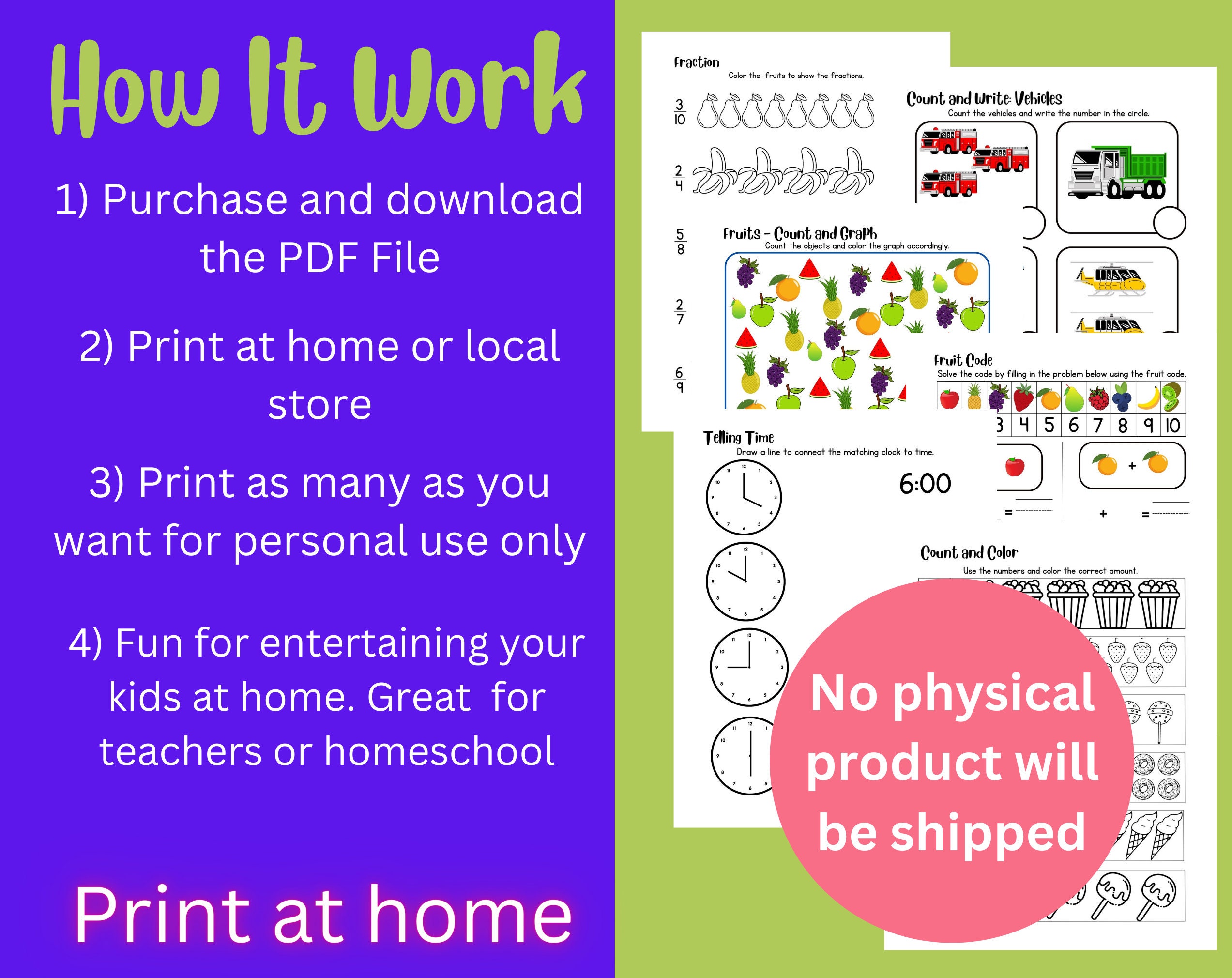 Kindergarten Math Booklet.pdf Kindergarten Math Workbook, Addition, Subtraction, Counting (PDF ...