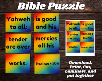 Printable Bible Verse Puzzle Cards, Scripture Memory (PDF)