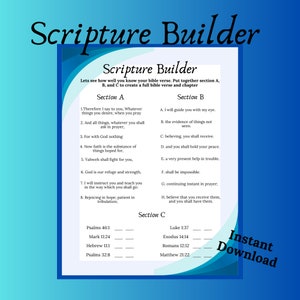 Scripture Builder Printable, Scripture Printable, Bible Verse Printable, Sunday School Activity, Printable Church Game, Bible Game