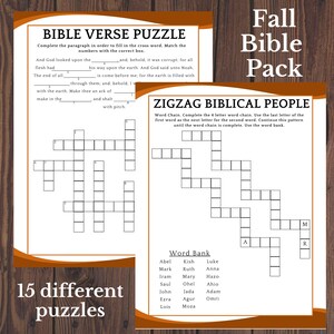 Fall Bible Pack, Fall Games Bundle Printable, Autumn Fall Party Game, Printable Church Game, Women's Group Game, Sunday School Game Activity