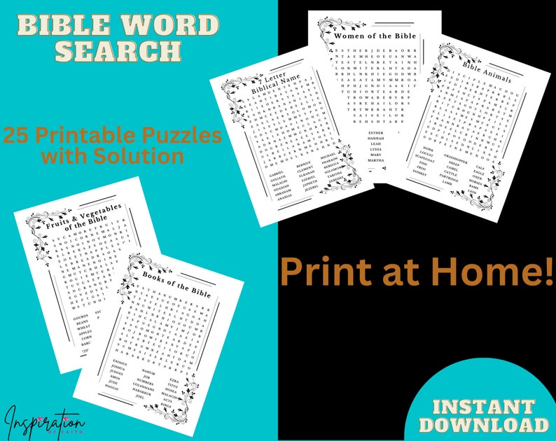 Bible Word Search, Bible Printables, Bible Activity Pages, Bible