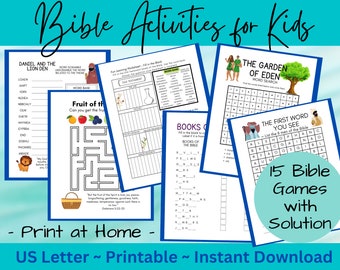 Kids Bible Activity Bundle, Printable Games (PDF Download)