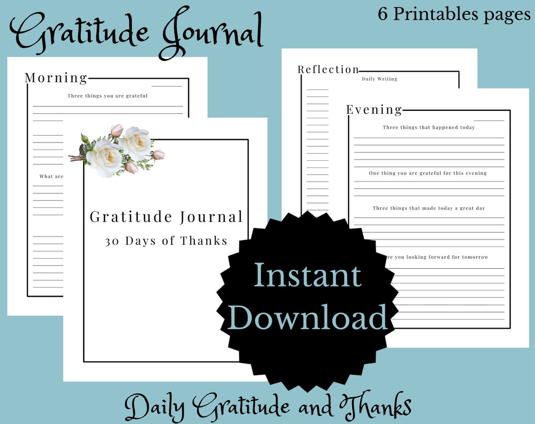 Gratitude Journal Printable, Daily Reflection for Adults and Teens (PDF ...