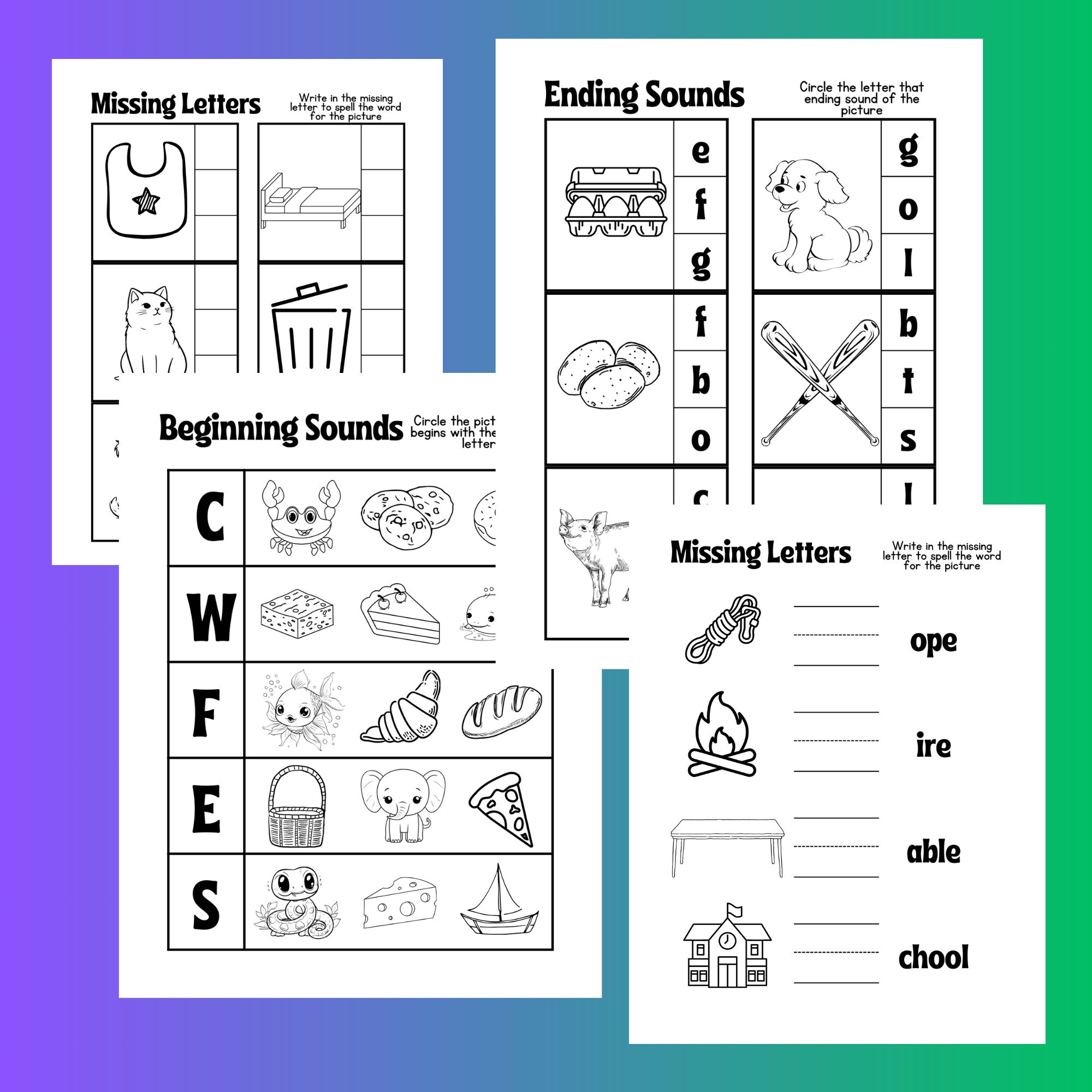 Beginning Sounds Worksheet: Preschool Alphabet Activity (PDF Download ...