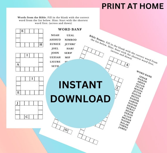 Biblia para completar el espacio en blanco, crucigrama bíblico