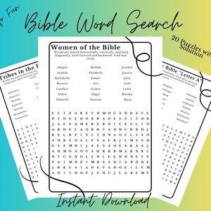 Bible Word Hunt, Bible Word Search Printables, Christian Word Search, Bible Game for Adults and Teens, Bible Game Printables