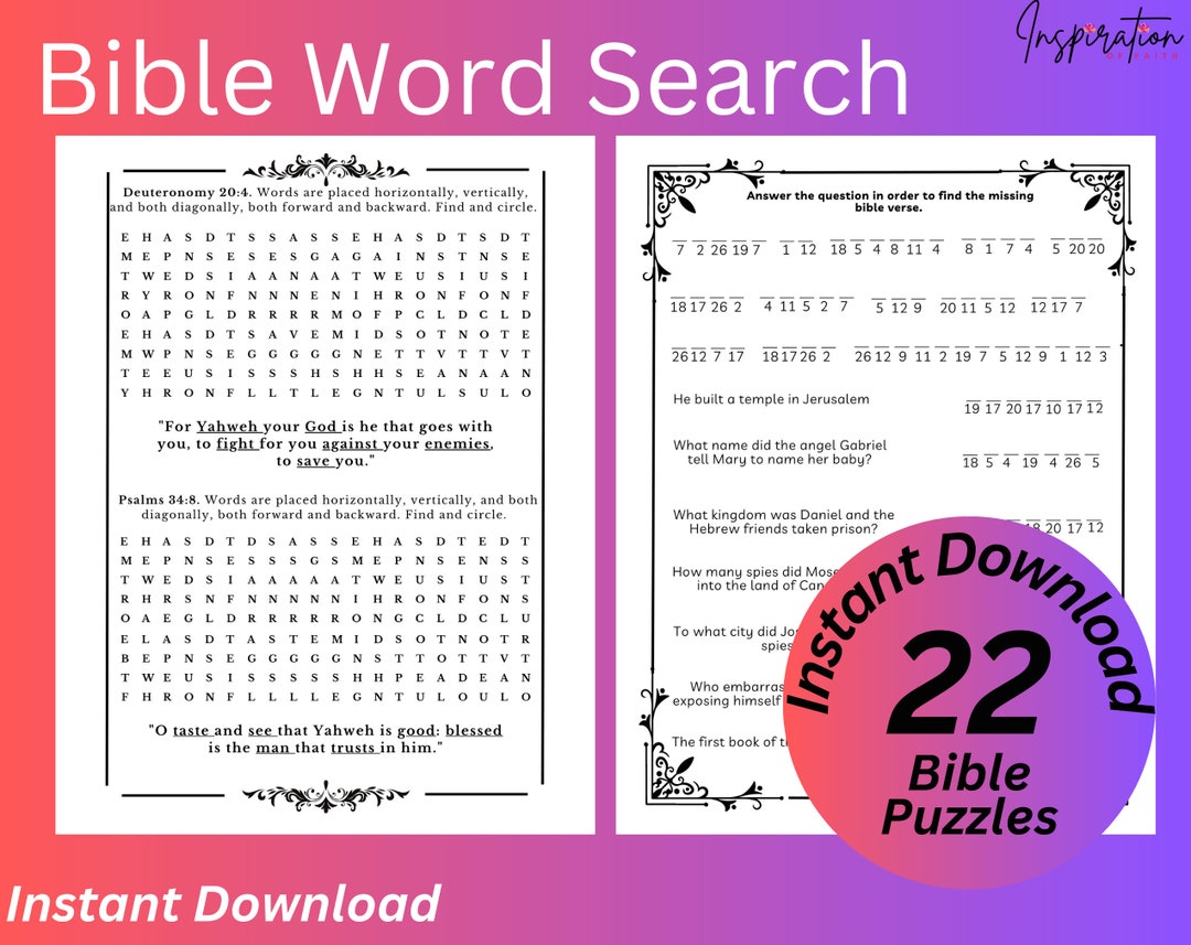 Bible Puzzles, Printable Bible Games, Bible Word Match Puzzles, Bible ...