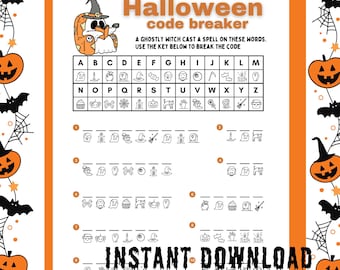 Activité d'Halloween à imprimer pour les enfants : déchiffrer les codes (PDF)