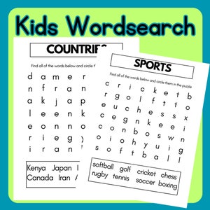 Word Search for Kids, Kids Wordsearch, Word Search Printables, Printable Activities for Kids, Early Learning Games, Word Puzzles for Kids