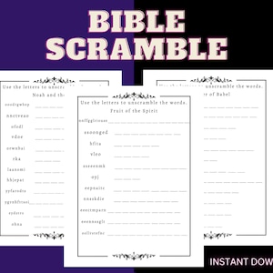 Bible Word Scramble, Bible Games for Adults, Bible Printables, Bible Memory, Christian Worksheet for Adults, Bible Game Printable