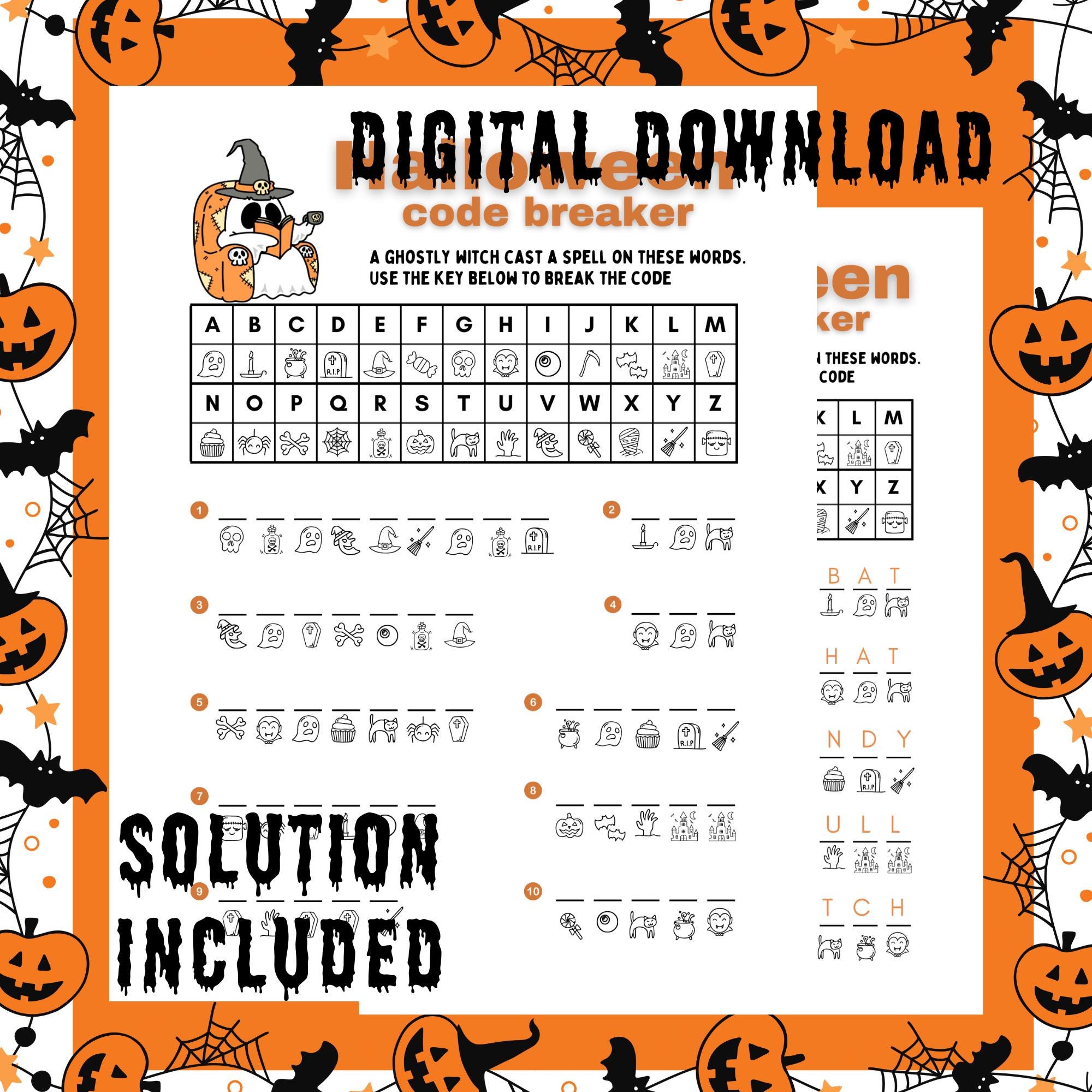 Halloween Crack the Code Printable Activity for Kids (PDF) - Etsy
