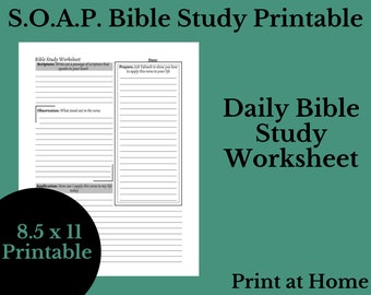 SOAP Bible Study Printable, Daily Bible Journal (PDF File)