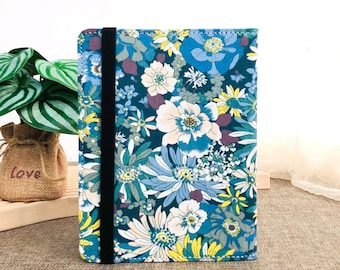 Funda de tela azul con flores para Boox Go Color 7, Go 6, Boox Leaf 3C, Boox Poke 6S, Boox Poke 4 Lite, Tolino Shine 5 2024, Vision Color 2024 y Vision 6